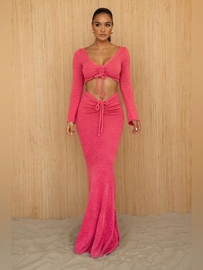 JLUXLABEL Fushia Resort Two-Piece Skirt Set